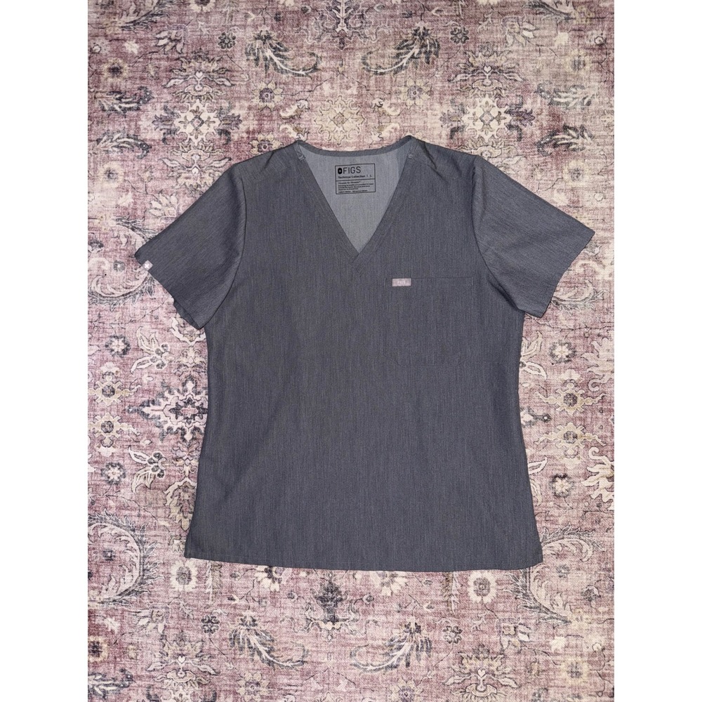 FIGS Technical Collection Catarina One-Pocket Scrub Top Graphite FW1000 Womens L